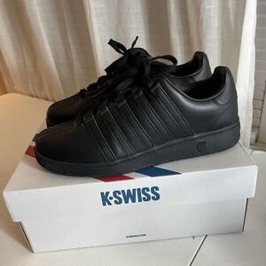 K-Swiss Women's Classic VN Size 11 Black Leather‎ Shoes Sneakers EUC!